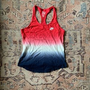 Nike red white blue tie dye ombré racer back tank medium
